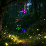 2PCS-Outdoor Solar Wind Chimes, Moon and Star Color Changing LED Light, Waterproof Hanging Decor for Patio Garden Yard, Perfect Gift - Image 11