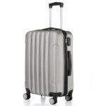 ABS Trolley Case 20in 24in 28in 3PCS Suitcase Set Striped Textured Suitcase Silver Gray - Image 2