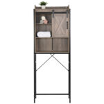 Retro Style MDF With Triamine Iron Frame Sliding Door Three-Layer Rack Bathroom Cabinet - Image 3