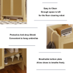 42.5" Tall Rattan Shoe Cabinet with Doors, 6-Tier Wooden Freestanding Shoe Storage Organizer with Adjustable Shelves, Mid-Century Entryway Shoe Cabinet for Hallway & Living Room - Image 4