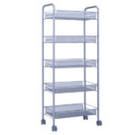 Honeycomb Mesh Style Five Layers Removable Storage Cart Silver - Image 5