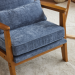 Mid-Century Oak Accent Chair - Deep Navy Blue Chenille Upholstered Single Lounge Chair, Sturdy Wood Frame Indoor Armchair (330LBS Weight Capacity) - Image 20