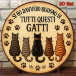 CIFbuy Vintage Cat Decor Sign 8x8 Inch Round French Aluminum Plaque, Italian Language Cat Lover Wall Art For Living Room Bedroom Office TikTok, TikTok, n Self-pickup Logiopics - Image 2