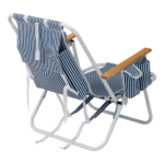 4-Position Adjustable Backpack Beach Chair, Foldable Rustproof Aluminum Frame Lounge Chair with Wooden Armrest, Side Storage Pockets & Detachable Pillow, 24"×22"×37" Outdoor Patio Camping Lawn Chair Holds up to 265 LBS, Blue White Vertical Stripe - Image 3