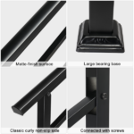 [Same Code 66442124 66442124]Handrails for Outdoor Steps, Wrought Iron Handrail Fits 1 or 3 Steps, Transitional Handrail with Installation Kit, Black - Image 4