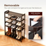 26.8*9.84*35.4in 6-Tier Flat Bamboo Shoe Rack, Coffee Color - Image 7