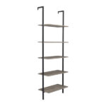 5-Shelf Wood Ladder Bookcase with Metal Frame, Industrial 5-Tier Modern Ladder Shelf Wood Shelves,Gray - Image 5
