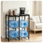 Vertical Stackable Water Jug Stand Holds Four 18.9L 5 Gallon Bottles, Multi-Functional Metal Water Bottle Organizer with Anti-Fall Top Shelf for Coffee Maker Kettle Storage - Image 9