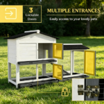 62" White Rabbit Hutch, Wooden Bunny Hutch, Guinea Pig Cage, Small Animal Enclosure with Run Area, Removable Tray, Asphalt Roof, Lockable Doors and Ramp - Image 8