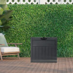 33gal Square Wood & Rattan Plastic Garden Storage Box Gray - Image 10
