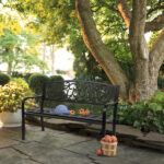 50" Outdoor Welcome Backrest Cast Iron Bench - Image 20