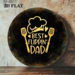 CIFbuy 1pc 2D Flat Round Sign Best Flippin Dad Retro Plaque, "Retro Plaque, 8x8in Kitchen Barbecue Decor" Decor, Father's Day Gift for Dad Garage Bar W TikTok, Tok, temu Self-pickup Logiarics - Image 5