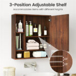 2 in 1 Mirrored Bathroom Wall Cabinet, Space-Saving Medicine Cabinet with Hidden Storage & Shelves - Walnut - Image 12