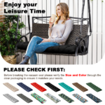 Outdoor Bench Cushion, 60 × 20 × 4 Inch, Tufted Waterproof Swing Cushion with Ties, for Patio Bench or Window Seat - Image 3