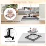Grey Foldable Baby Walker with Detachable Tray & Shape Sorter Toys, 3-Level Height Adjustable for 6-12 Months - Image 7