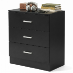 3-Drawer Chest with Textured Finish Drawer Dresser 22.05*12.99*25.98in Black - Image 4