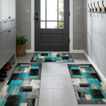 Three-piece kitchen rug set, non-slip and washable, abstract pattern kitchen hallway rug, soft and comfortable, suitable for sinks, floors, entrances, hallways and bathrooms. - Image 9