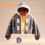 8-Zone Wearable Heated Blanket - 3 Adjustable Heat Levels, 59x31in Soft Flannel, USB-Powered Portable Design with Pockets, Machine Washable Winter Warmth - Image 3