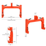 3 Pt Quick Hitch Adapter For Category 1 & 2 W/ Adjustable Bolt Tractor 3000lb,Orange - Image 11
