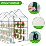 Large Walk-In Greenhouse with PE Cover, 12-Shelf Indoor Outdoor Garden Plant Shelves, Roll-Up Door & Side Windows, 56"x85"x77" (Shipment from Walmart) - Image 4