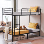 Same Code 12883671 Iron Bed Bunk Bed with Ladder for Kids Twin Size Black - Image 54