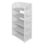 Wood-plastic Board Five Tiers Carved Shoe Rack White A - Image 18