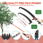26ft Manual Pole Saw, Lightweight Tree Trimmers Long Handle Pruner Set, Sharp Steel Blade and Scissors Pole Saw for Trimming Palm, Pear Tree, Fir Tree, Other High Trees and Shrubs - Image 4