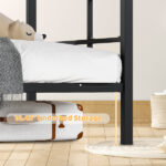 Black Twin Bunk Bed Square Tube High Guardrail Side Ladder Opening Iron Bed - Image 12