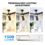 52 inch Modern Ceiling Fan with Lights,Remote Control, 3 Plywood Blades,6-Speed,Dimmable, Noiseless Reversible DC Motor,Indoor/Outdoor Ceiling Fan for Living Room Bedroom patio, 3D-X3[Unable ship on weekends, TK/TEMU only for pickup, only TX10643 warehouse supports GOFO] - Image 7
