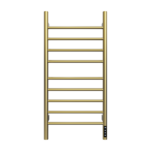 Brushed Gold Heated Towel Rack for Bathroom,Wall Mounted with Intelligent Touch Screen Timer, 9-Bar Towel Warmer, 304 Stainless Steel Polished, Plug-in/Hard-Wired[Unable ship on weekends, TK/TEMU only for pickup, only TX10643 warehouse supports GOFO]