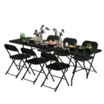 6 Foot Folding Table,Fold-in-Half Plastic Table,Indoor Outdoor Picnic Party Dining Camp Tables,Black (Shipment from Walmart) - Image 6