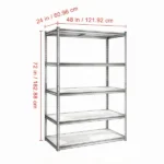 48" L x 24" W x 72" H Heavy Duty Garage Shelves, 5-Tier Adjustable Utility Rack with 2000 lbs Capacity - Image 3