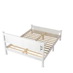 Queen Single Bunk Bed Painted + Melamine Veneer & Pine + MDF Bed Frame Vertical Striped Decorative Bed Frame 63.78*83.46*37.8in White - Image 13