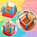 3-in-1 Inflatable Bounce House, Thick PVC Kids Jumping Castle with Visible Wall, Indoor Outdoor Blow Up Play House Gift for Children Age 3+ - Image 10