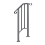 Handrails for Outdoor Steps, Iron Handrail Fits 1 Step, Transitional Handrail with Installation Kit, Silver - Image 3