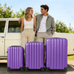 ABS Trolley Case 20in 24in 28in 3PCS Suitcase Set Vertical Striped Frosted Case Suitcase Purple - Image 17