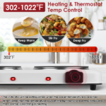 Portable Infrared Dual Hot Plate - 2 Burners for Simultaneous Cooking, 302℉-1022℉ Stepless Temp, Auto Shut-Off, Easy Wipe Clean, Ideal for Dorms/Apartments/RVs/Camping - Image 2
