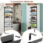 6-Tier Over the Door Pantry Organizer, Large Metal Door Spice Rack, Hanging Heavy-Duty Pantry Door Storage Shelf 10LBS Loading Easy Install Behind Door Storagefor Kitchen and Bathroom, Black - Image 9