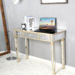 Three Drawers Mirror Table Dressing Table Console Table - Image 18