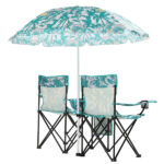 Portable Outdoor 2-Seat Folding Chair with Removable Sun Umbrella Pineapple - Image 18