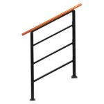 Replace 80617397 Handrails for Outdoor Steps, Wrought Iron Solid Wood Hand Railing for Concrete Steps, Porch Steps, Wooden Steps, Fits 1 to 3 Steps