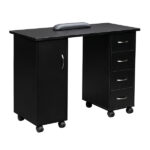 Double Edged Manicure Nail Table with Drawer Black - Image 4