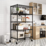 5-Tier Wire Shelving with Wheels 24"W x 18"D x 72"H Adjustable Heavy Duty Steel Wire Rack, Metal Storage Shelves for Kitchen Pantry, Rolling Garage Shelving Unit, Black(Shipment from Walmart) - Image 5