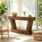 Brown 63" Vintage Entryway Console Table – Narrow Design, Open Shelf, for Living Room Space - Image 7
