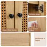 Natural PE Rattan Buffet Cabinet with 3-Level Adjustable Shelf, Boho Style & Soft-Close Hinges - Image 8