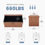 30 Inches Folding Ottoman with Storage Bench, Foot Rest Stool, End of Bed Storage Bench Upholstered, Load 660 lbs, for Living Room, Synthetic Leather, Brown (Shipment from Walmart) - Image 2