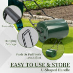 16in Heavy Duty Steel Lawn Roller, Garden Roller Can Be Filled with Water or Sand, Hand Roller with U-shaped Handle, Green & Black - Image 15