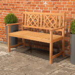 118*56.5*90cm Outdoor Garden Fir Grid Back Wooden Bench Burlywood - Image 17