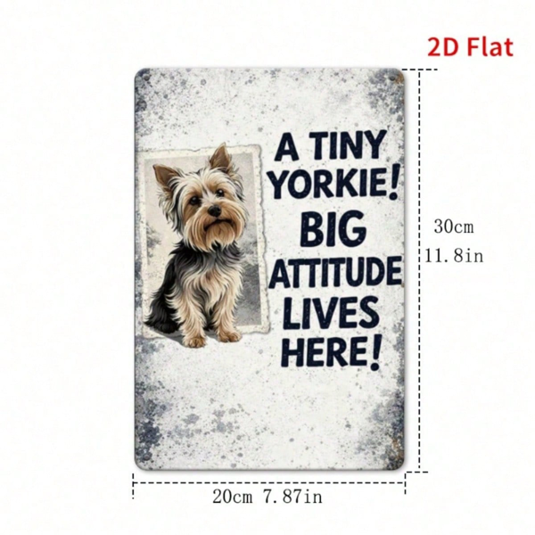 CIFbuy Funny Yorkshire Terrier Metal Plaque Sign, Vintage 2D Flat Print Iron Wall Art, Cute Dog Attitude Hanging Decor For Home Bedroom TikTok, TikTok, ll Art Self-pickup Logiopics