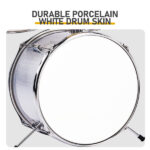 14"x10" 5-Pieces Junior Kids Drum Set Kit Pedal Drum Stick Wrench Drum Stool Silver - Image 3